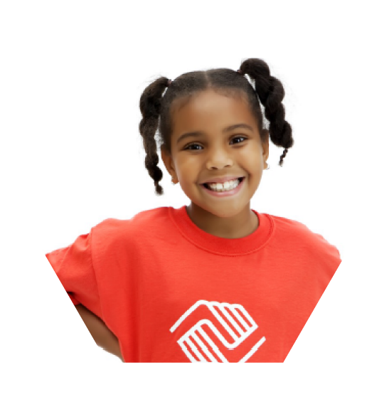 Gabby smiling in a red Boys & Girls Club shirt