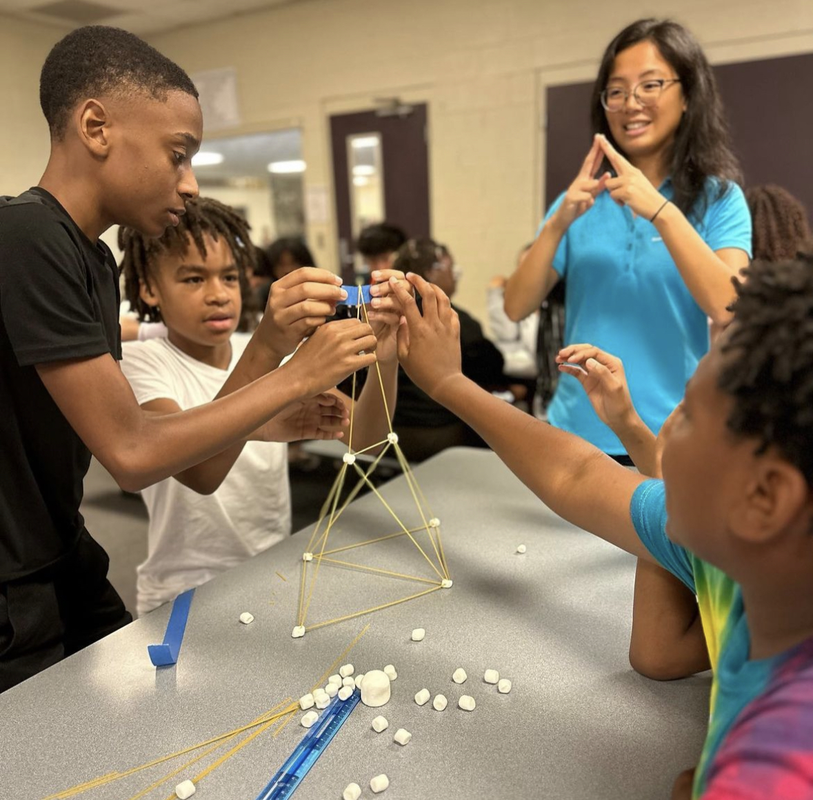 Young people building an activity structure together